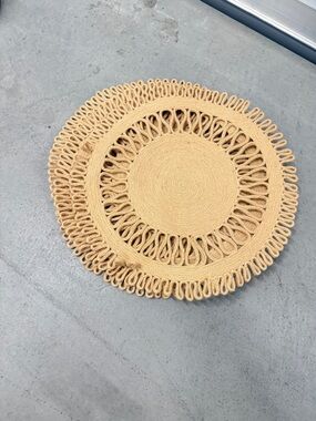 Round Woven Macrame Placemat - Natural Straw Color